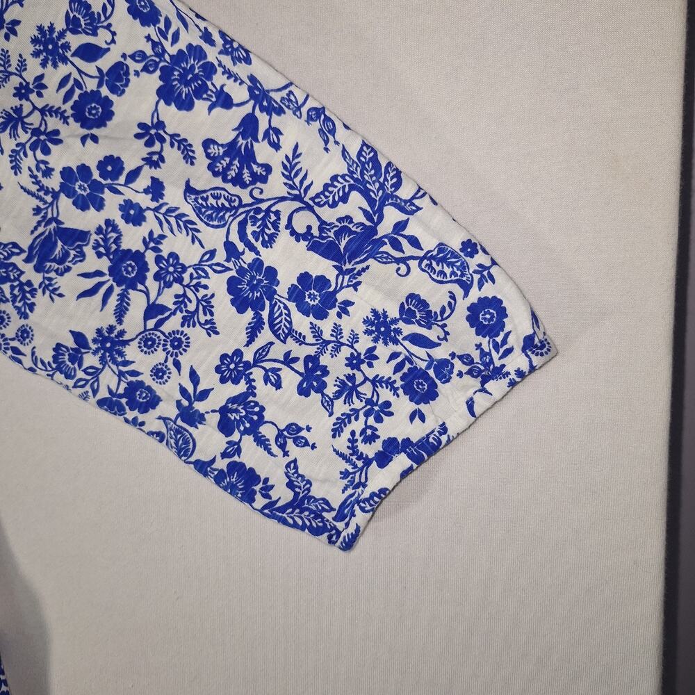 Lands End Tunic Womens Sz M Blue Floral Damask Pattern Peasant Top Boho Chic EUC - Picture 8 of 12